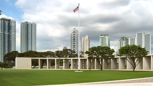 Partial View of Manila American Cemetery & Surrounding Skyscrapers