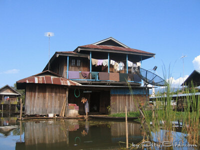 This home on the Shore of Inle Lake, Burma, has Freshwater Fish, Satellite TV and Communication to Enjoy the Good Life