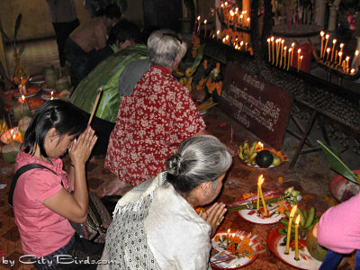 A Buddhist Prayer Service at Luang Prabang, Laos Temple