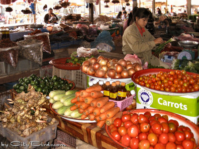 A Well-stocked Produce Market in Vientiane, Laos
