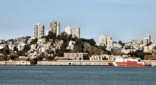 A Partial View of Downtown San Francisco with Coit Tower atop Telegraph Hill, Taken from Treasure Island During an Early Spring Morning