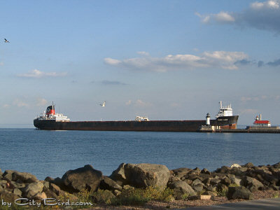 Freighter Entering the Duluth Shipping Canal