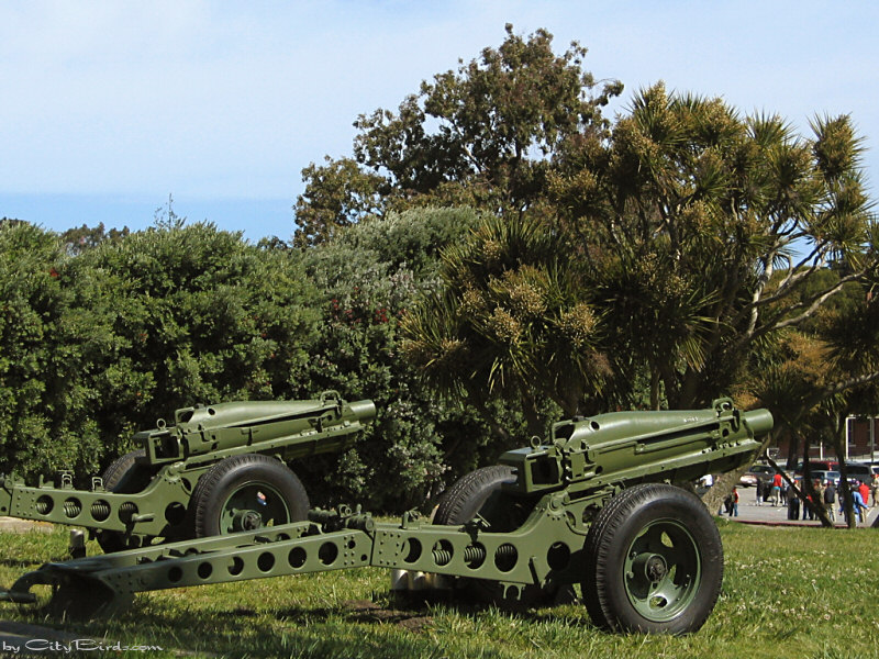Two of four 75mm Pack Howitzers