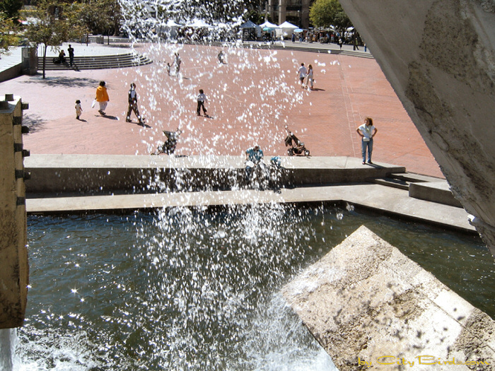 The Justin Herman Plaza from the Vaillancourt Fountain.   A City Birds digital photo.