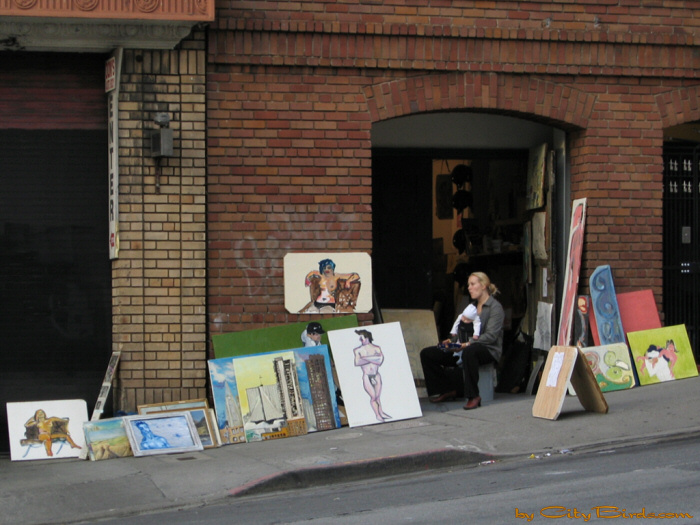 Street Art Sale in San Francisco.  A City Birds digital photo.