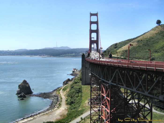 Northern Span of the Golden Gate Bridge.  A City Birds digital photo.