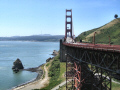 Northern span of the Golden Gate Bridge at the Marin Headlands.  A City Birds digital photo.