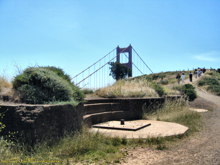 Artillery Ruins Along Path to a Hilltop View of the Golden Gate.  A City Birds digital photo.