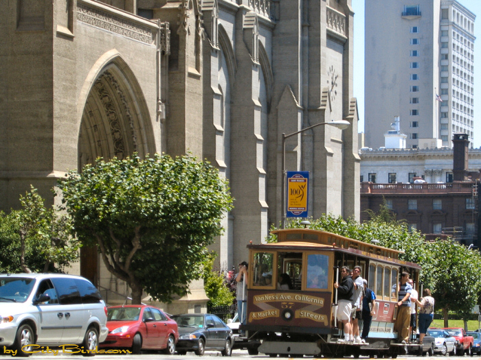 Grace Cathedral and Cable Car, San Francisco.