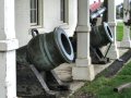 Mortars in front of the old Wright Army Hospital